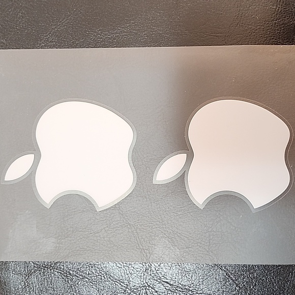 Genuine Apple Mac White Silver Stickers (2) for your iPad to Logo! 2" x 2-1/2" - Picture 3 of 8